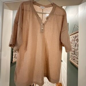 ANDREE BY UNIT Beige Button Down Knit Top